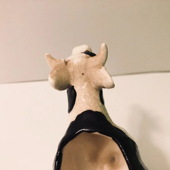 Vintage Ceramic Cow Creamer Figurine 7  Inch Long Holstein - Picture 6 of 13